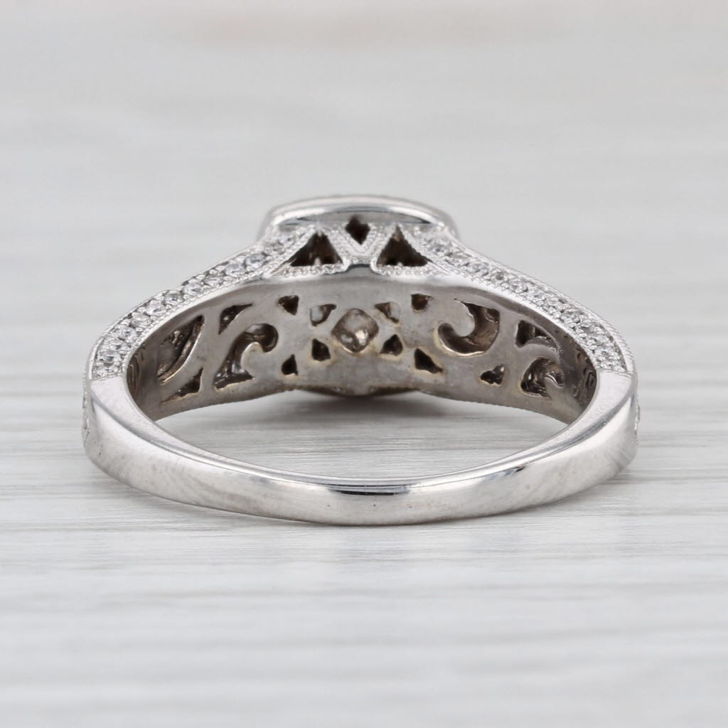 1.30ctw Cushion Diamond Engagement Ring 14k White Gold Size 8 Cathedral Band