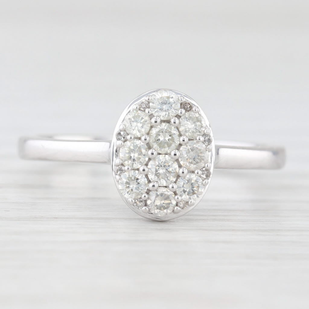 0.35ctw Pave Cluster Diamond Ring 10k White Gold Size 7 Engagement