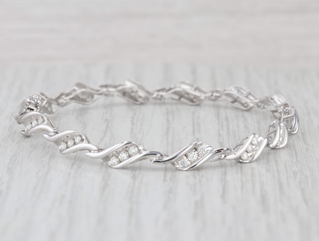 0.85ctw Diamond Tennis Bracelet 10k White Gold 7" 5.2mm