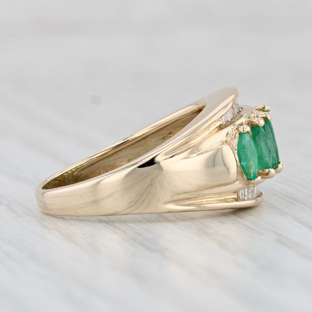 Light Gray 1.57ctw Emerald Diamond Ring 14k Yellow Gold Size 7.25 Cocktail