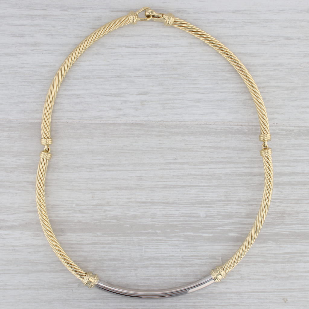 Gray David Yurman 0.32ctw Diamond Collar Choker Necklace 18k Yellow White Gold 15.75"