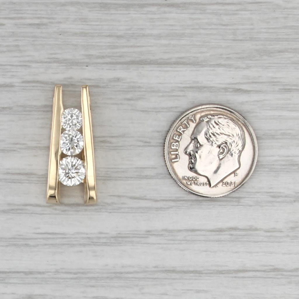 1.41ctw Diamond 3-Stone Journey Pendant 14k Yellow Gold Floating Drop