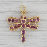 1.50ctw Ruby Dragonfly Pendant 18k Yellow Gold Charm Insect Jewelry