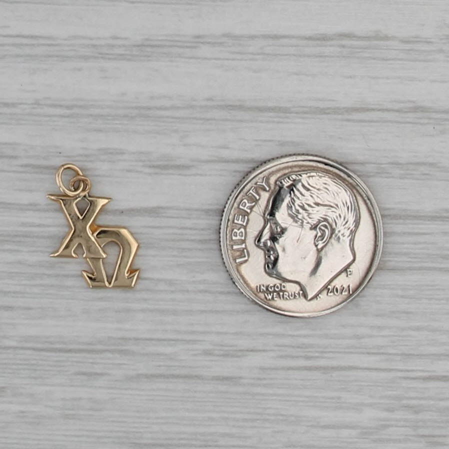 Chi Omega Sorority Lavalier Charm Pendant 10k Yellow Gold Greek Letters