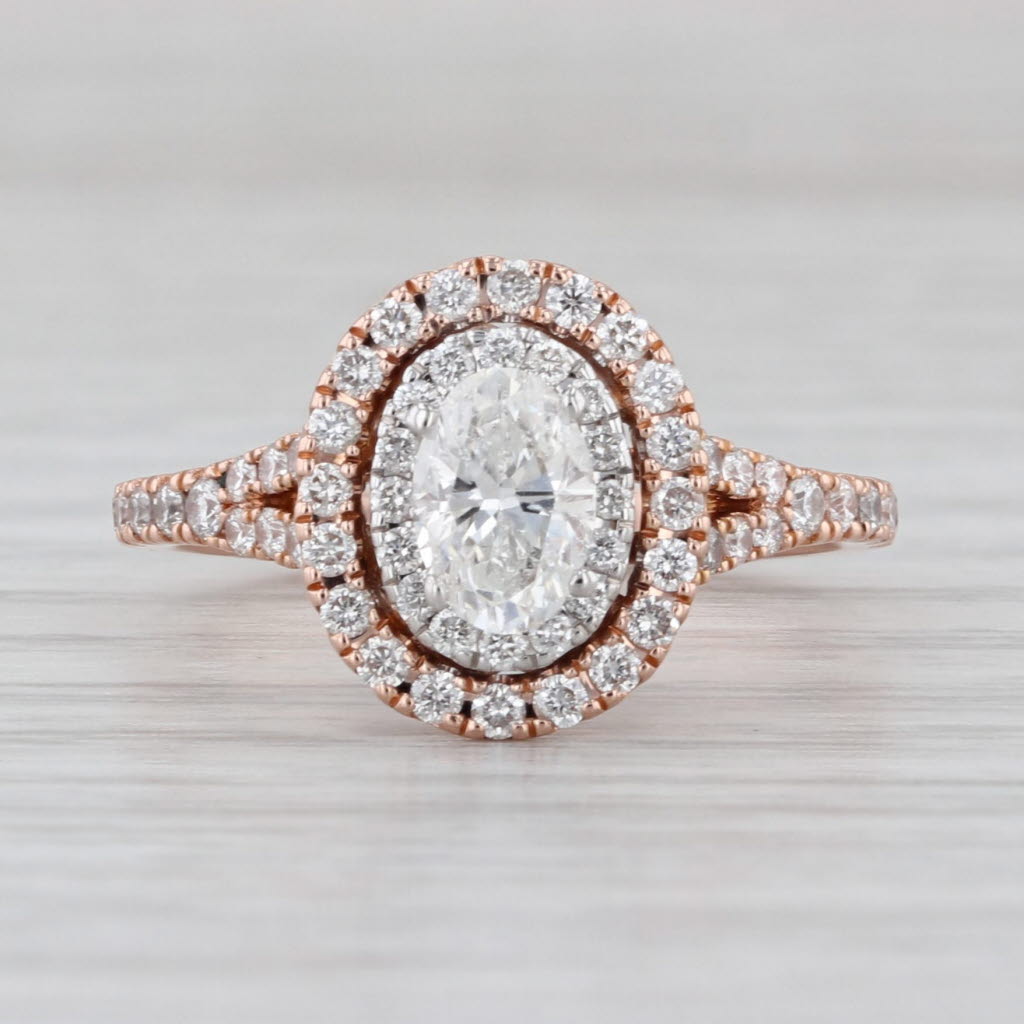 Neil Lane 1.32ctw Diamond Halo Engagement Ring 14k Rose White Gold Size 6.75