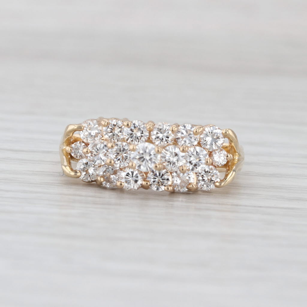 1.85ctw Diamond Rows Ring 14k Yellow Gold Size 9.75 Bridal