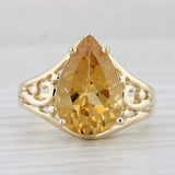 Light Gray 5.80ct Orange Pear Citrine Solitaire Ring 14k Yellow Gold Size 8