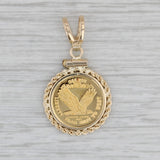 Salute to America Eagle Bullion Coin Pendant 14k Bezel 24k Coin Yellow Gold 1g