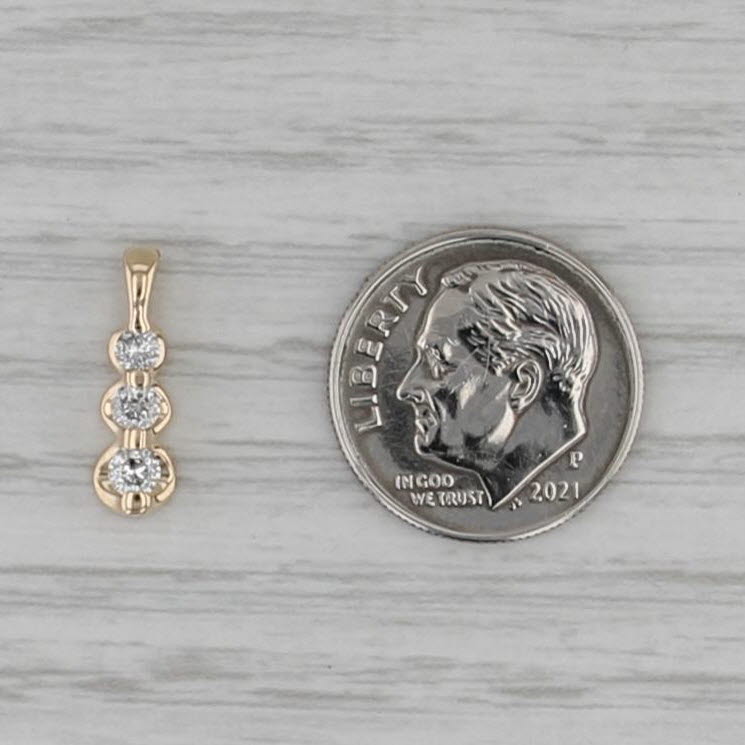 Small 0.20ctw Diamond 3-Stone Journey Pendant 14k Yellow Gold