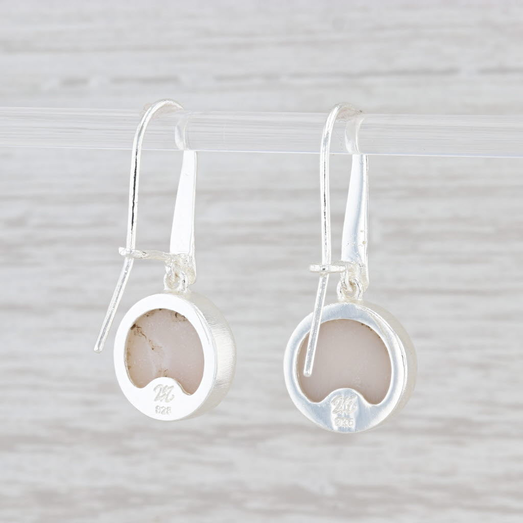 New Nina Wynn Sand Druzy Quartz Dangle Earrings Sterling Silver Hook Posts
