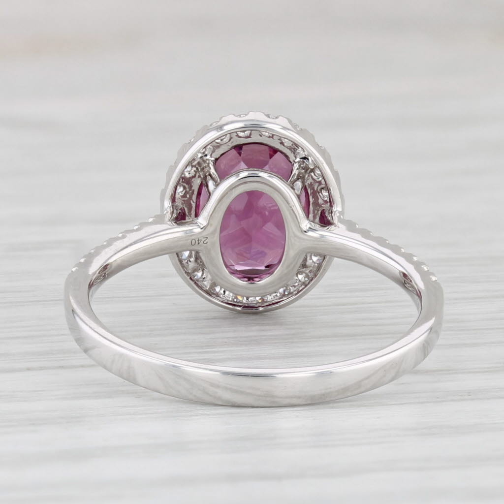 Light Gray New 2.31ctw Oval Rhodolite Garnet Diamond Halo Ring 14k White Gold Engagement