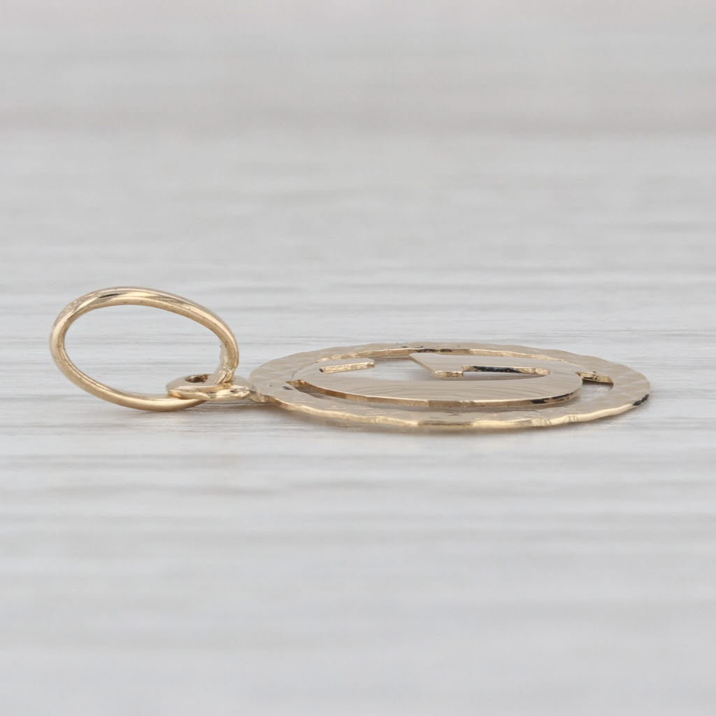 Letter Initial G Circle Pendant 18k Yellow Gold Charm