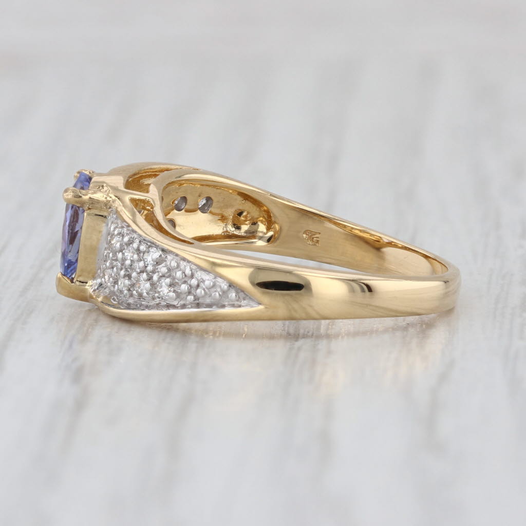 1.35ctw Pear Tanzanite Pave Diamond Ring 18k Yellow Gold Size 7