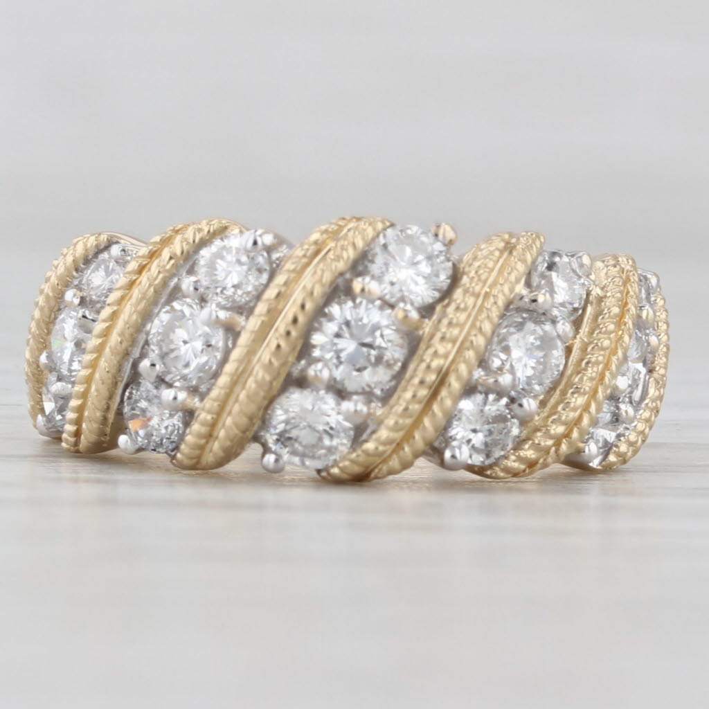 Light Gray 0.77ctw Diamond Rows Ring 14k Yellow Gold Size 5