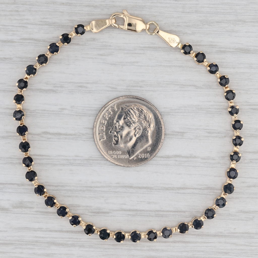 3.70ctw Blue Sapphire Tennis Bracelet 14k Yellow Gold 6.5" 3mm