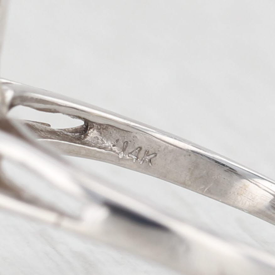 Light Gray Vintage Diamond Cocktail Ring 14k White Gold Size 7.25 Old European Cut
