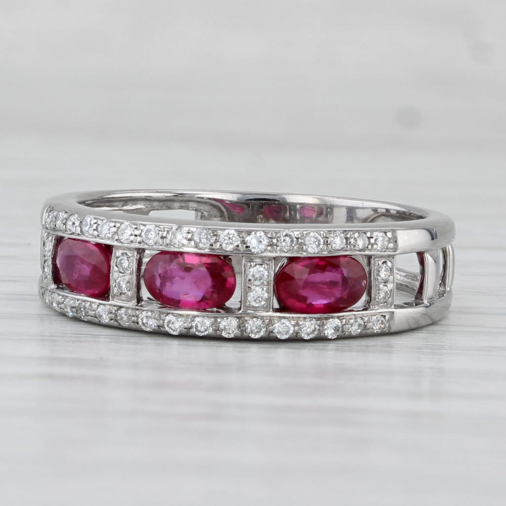 Light Gray 1.04ctw Ruby Diamond Ring 14k White Gold Size 8 Band Stackable