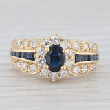 1.60ctw Blue Sapphire Diamond Ring 14k Yellow Gold Size 6.5 Engagement