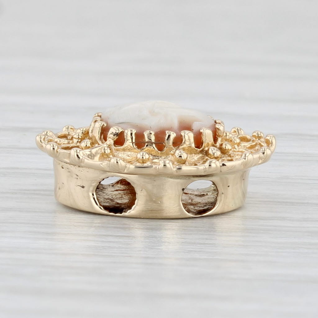 Light Gray Richard Klein Shell Cameo Slide Bracelet Charm 14k Yellow Gold Vintage
