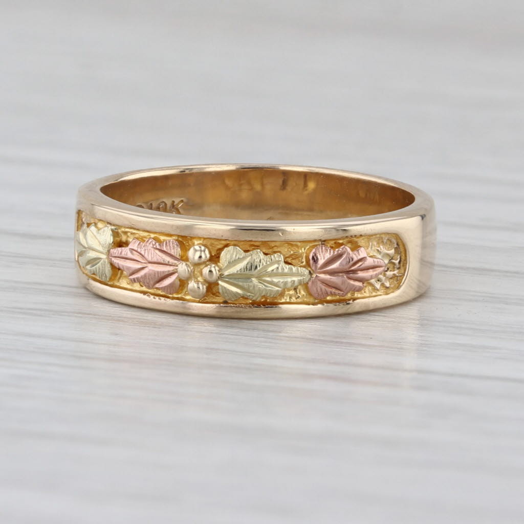 Landstroms Black Hills Gold Leaf Ring 10k Gold Stackable Band Size 6.5