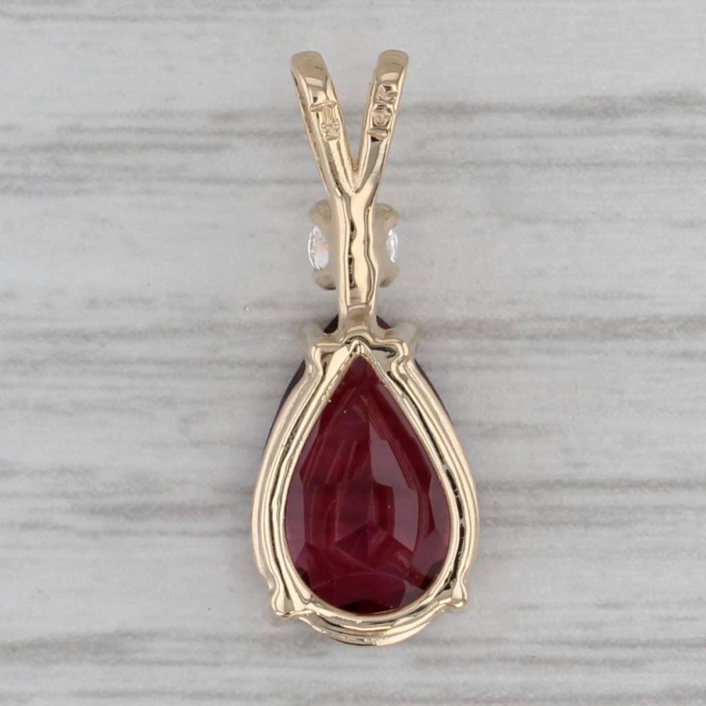 Gray 2.51ctw Pear Rhodolite Garnet Diamond Teardrop Pendant 14k Yellow Gold