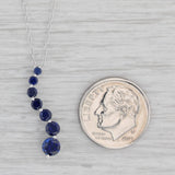 1.34ctw Lab Created Sapphire Journey Pendant 10k White Gold 18.25" Rope Chain