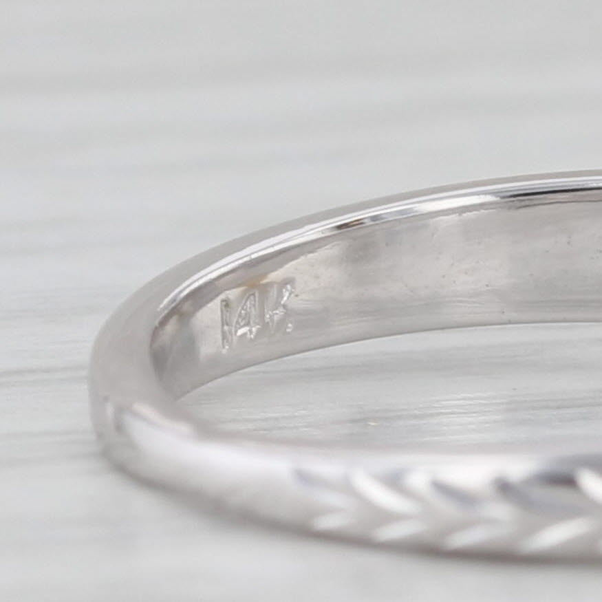 Gray 6.2mm Cultured Pearl Solitaire Ring 14k White Gold Wheat Etched Band