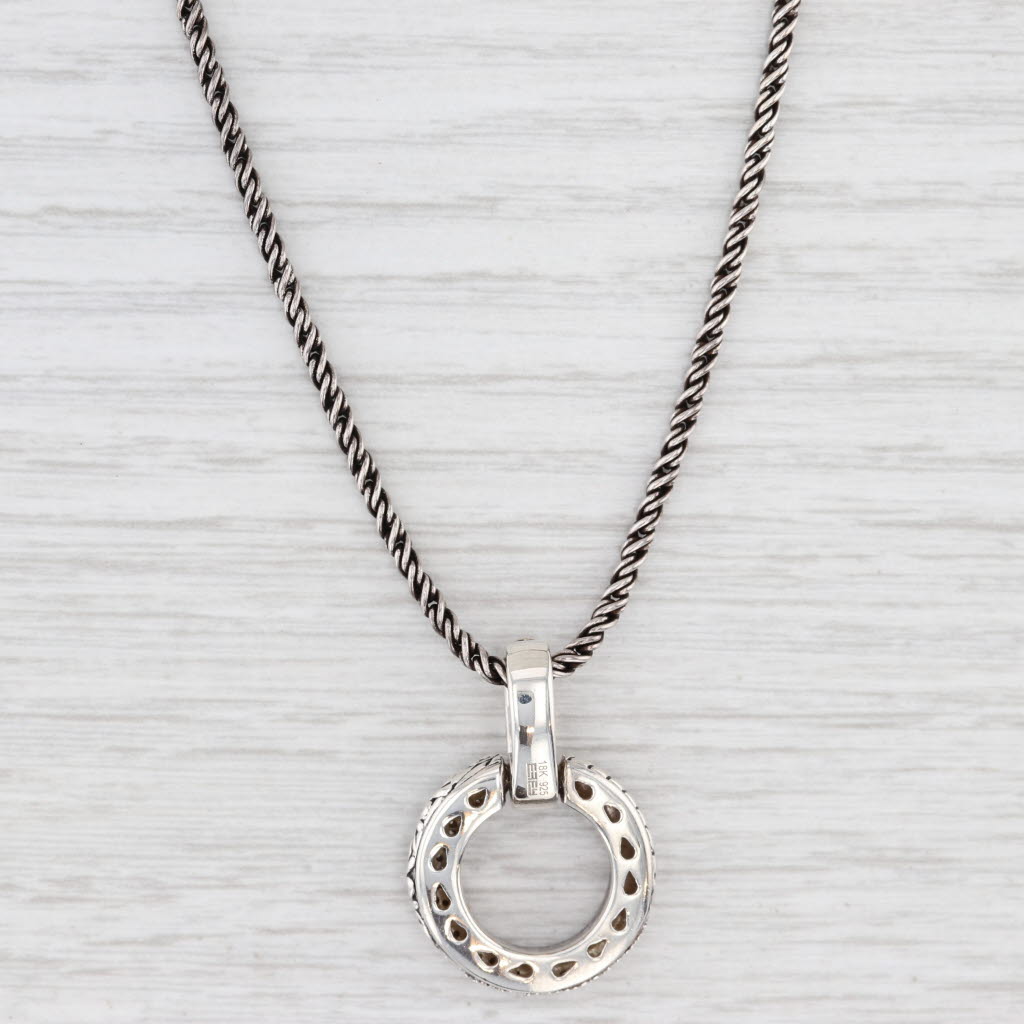 Light Gray Effy 0.10ctw Diamond Circle Pendant Necklace Sterling Silver 18k Gold 18" Rope