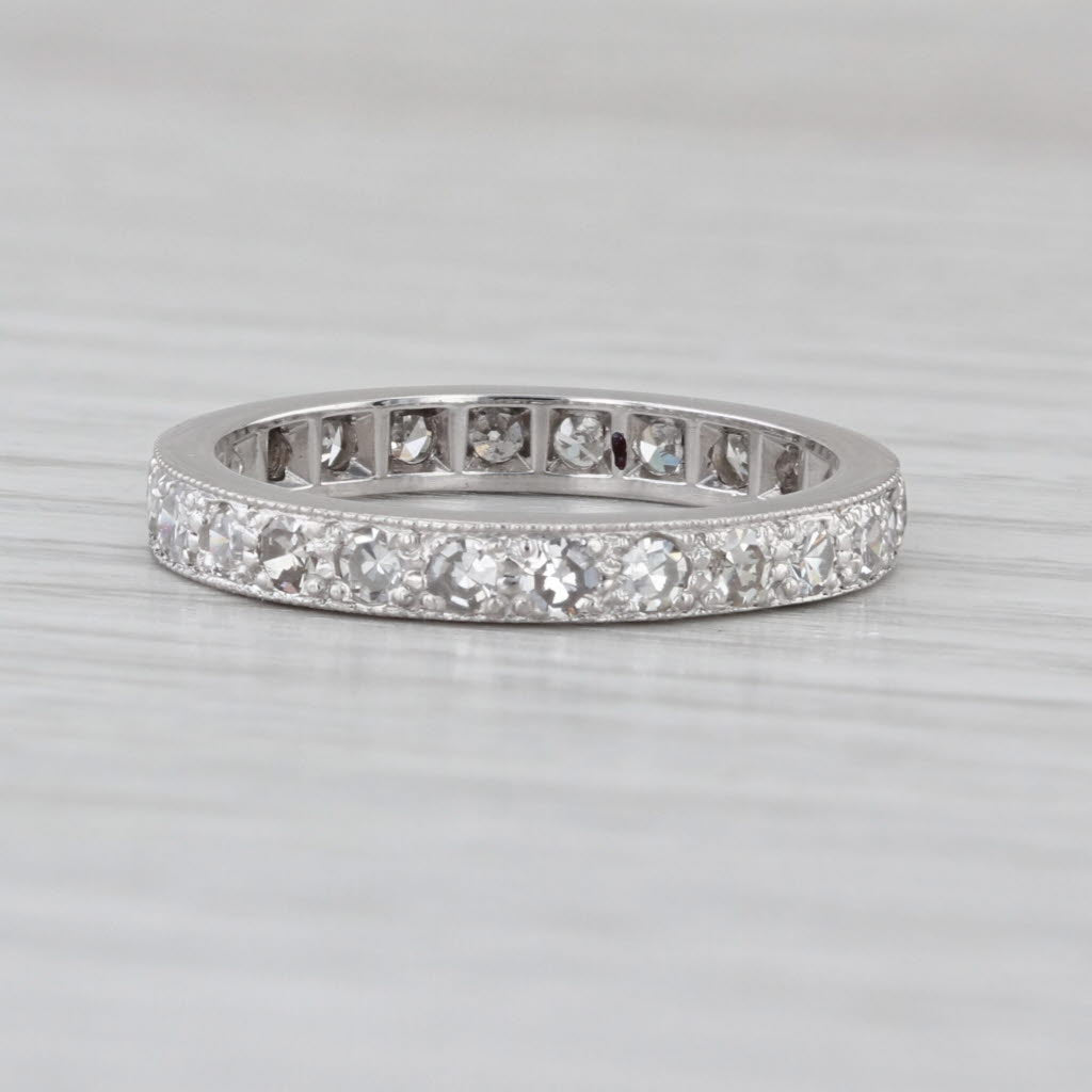Vintage 0.72ctw Diamond Eternity Band Platinum Size 6.5 Anniversary Wedding Ring