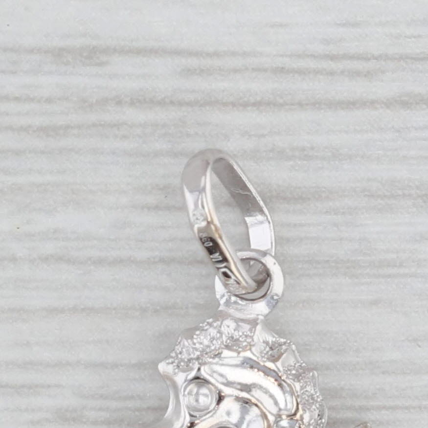 Light Gray Seahorse Pendant 18k White Gold Nautical Jewelry
