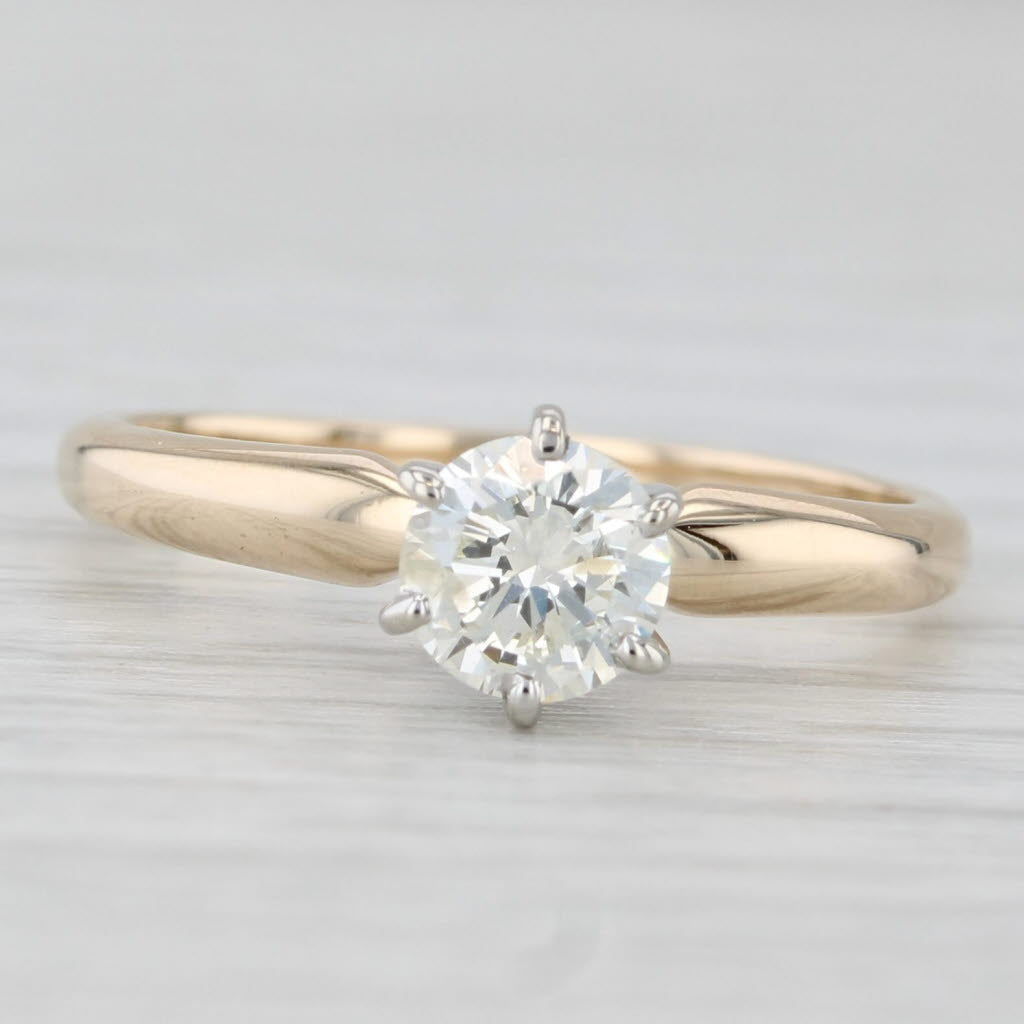 Light Gray 0.48ct Round Diamond Solitaire Engagement Ring 14k Yellow White Gold Size 5