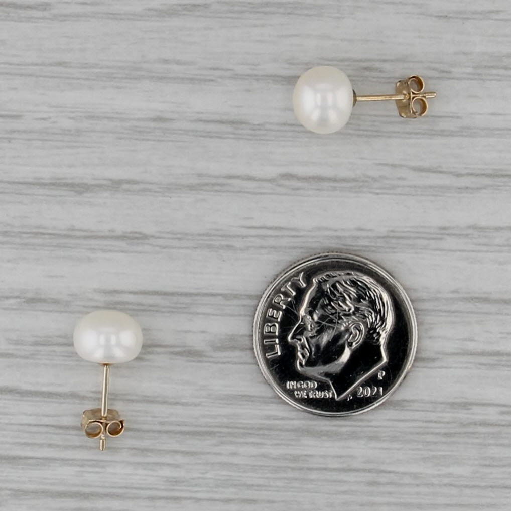 Cultured Pearl Stud Earrings 14k Yellow Gold Bead Studs