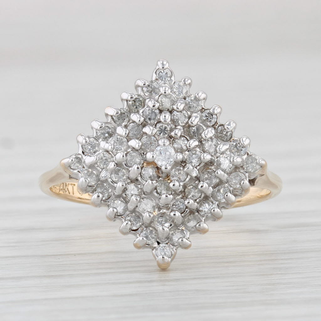 Light Gray Tiered 0.30ctw Diamond Cluster Ring 14k Yellow Gold Size 7