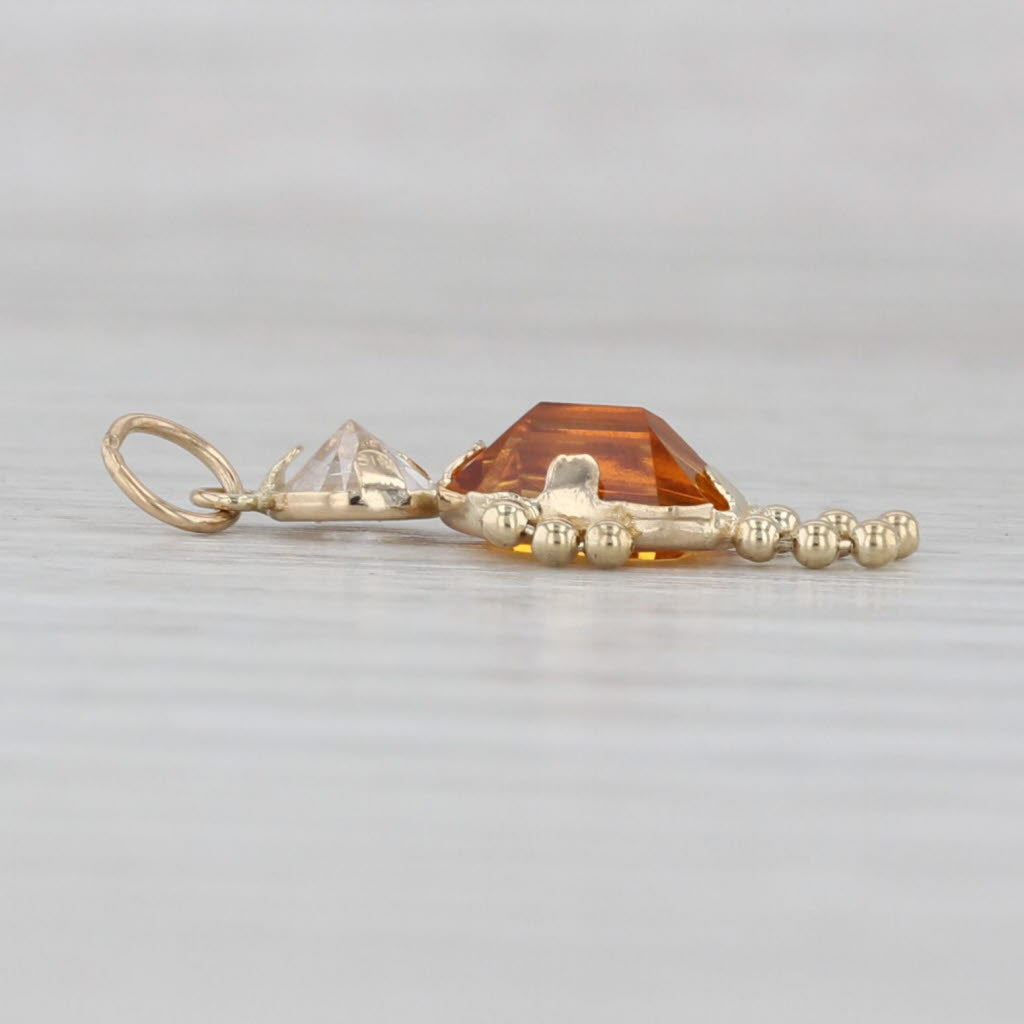 Simulated Citrine November Birthstone Girl Charm 14k Gold Cubic Zirconia Pendant