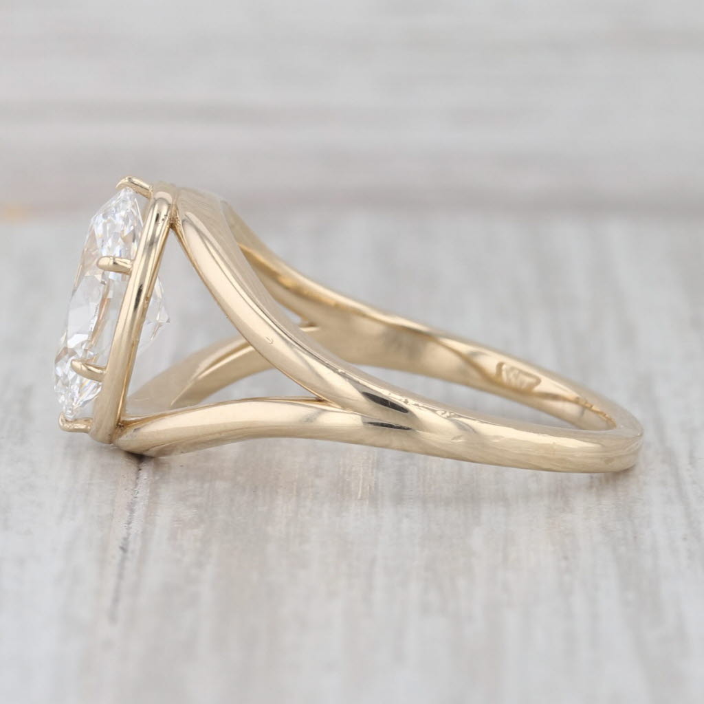 IGI Lab Grown Diamond Solitaire Ring 2.09ct Oval D VS1 14k Yellow Gold Size 8.75