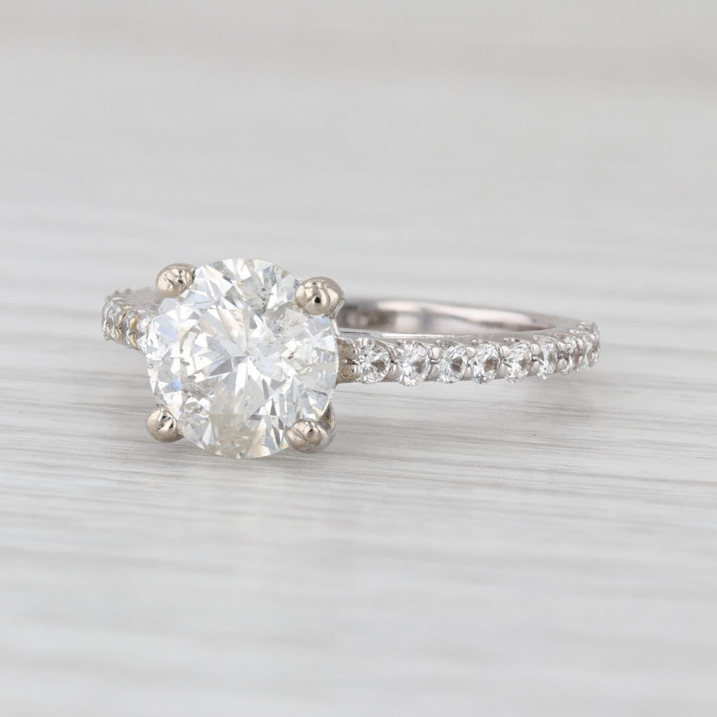 2.50ctw Round Diamond Engagement Ring 14k White Gold Size 6.5 Cathedral Band