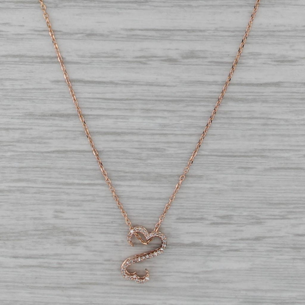 Jane Seymour 0.10ctw Diamond Open Hearts Pendant Necklace 10k Rose Gold 18"