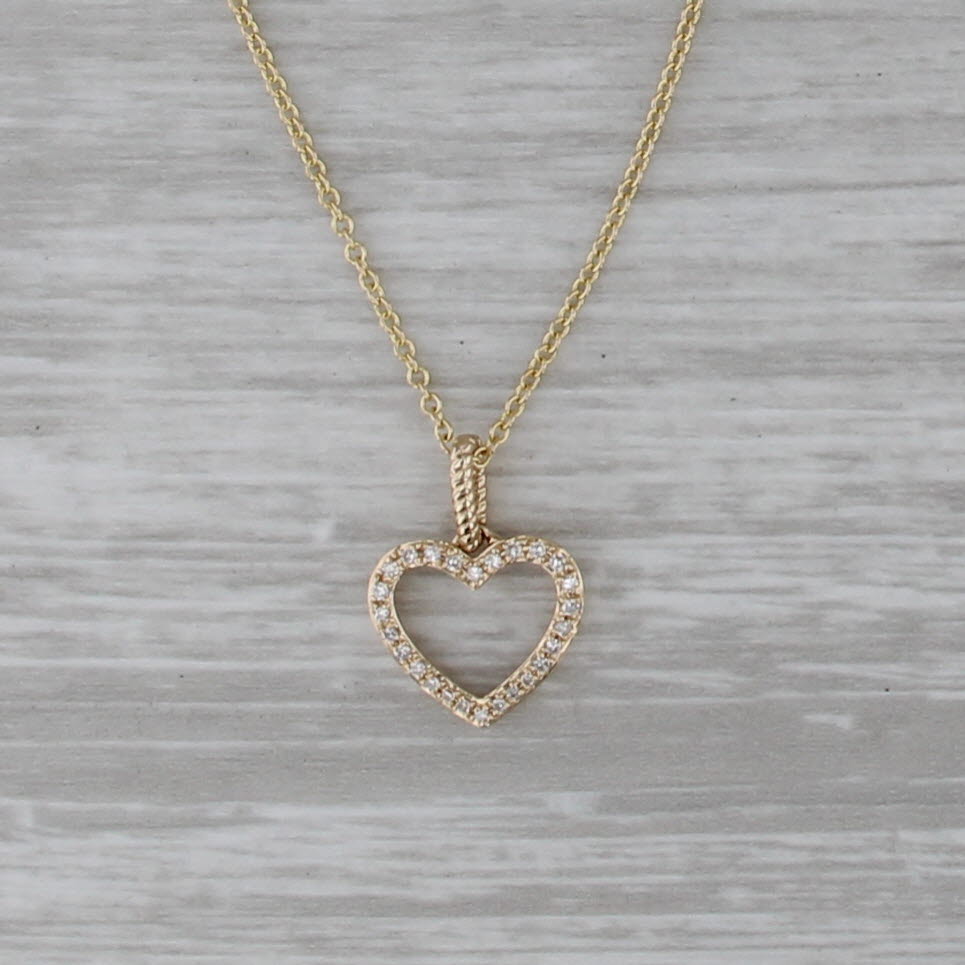 Effy Diamond Open Heart Pendant Necklace 14k Yellow Gold 17.75" Cable Chain