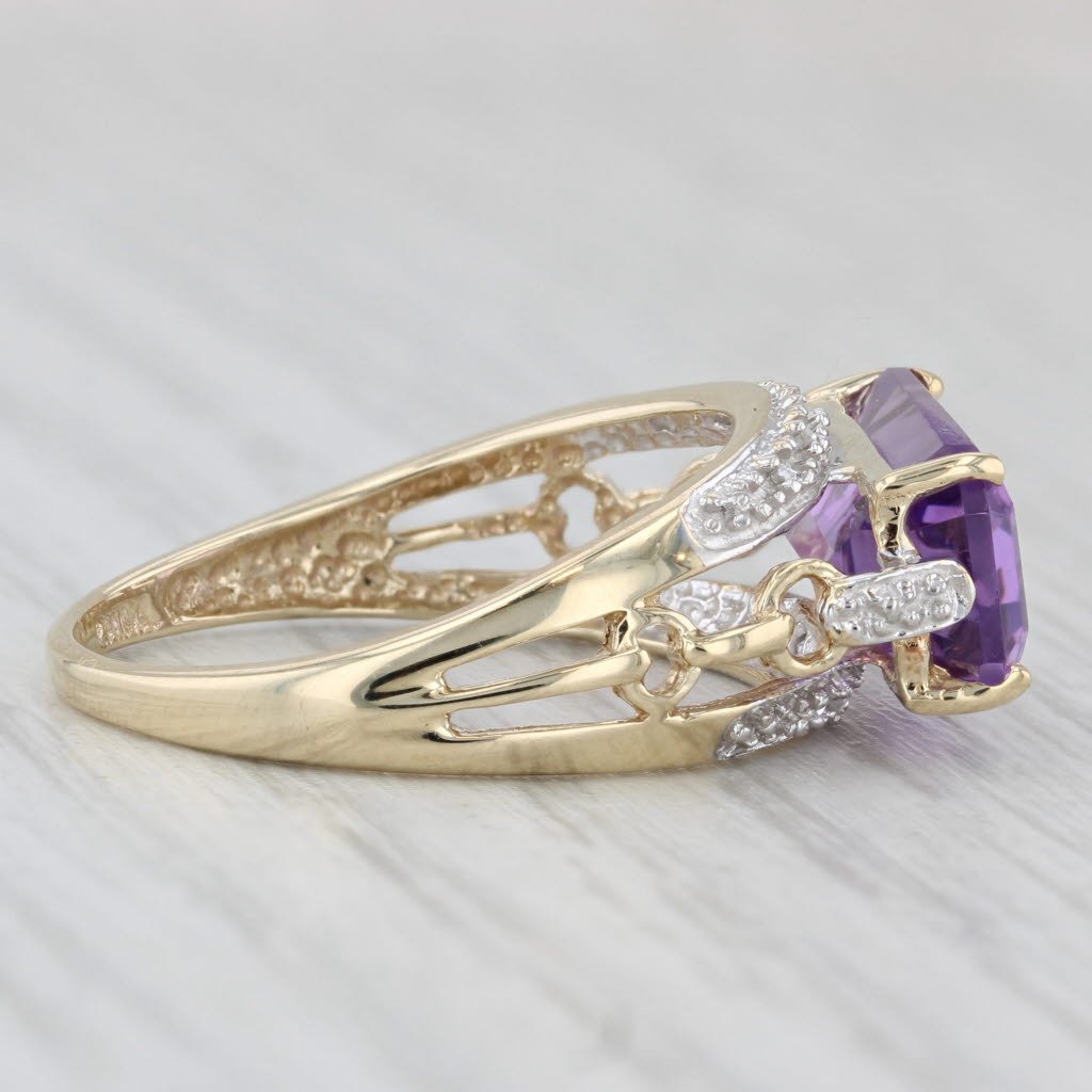 Light Gray 4.45ctw Amethyst Diamond Ring 10k Yellow Gold Size 8