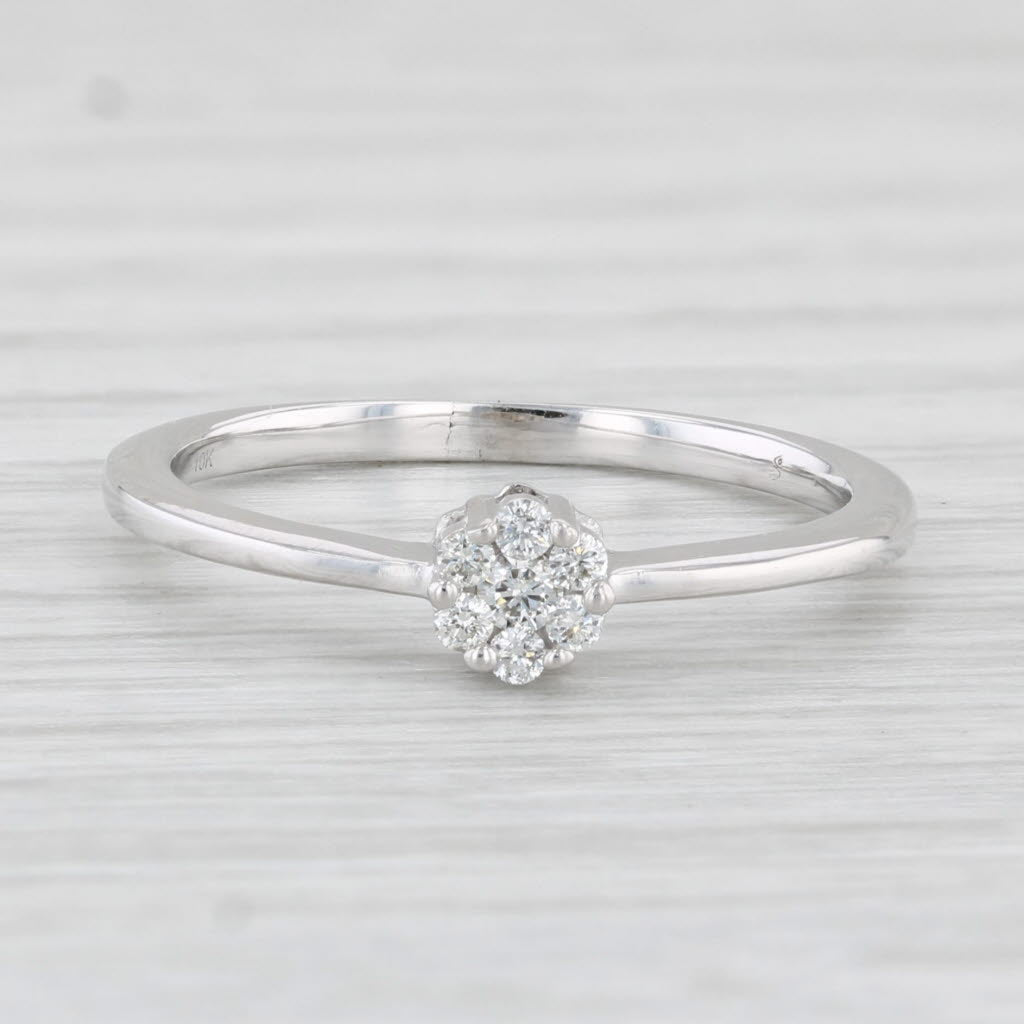Light Gray Diamond Cluster Ring 10k White Gold Size 5.75 Engagement Stackable