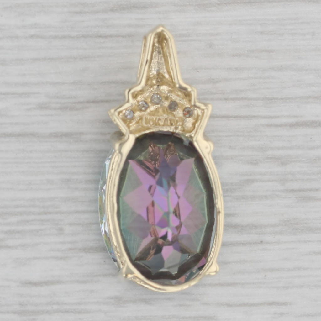 Gray 12.42ctw Mystic Topaz Diamond Pendant 10k Yellow Gold