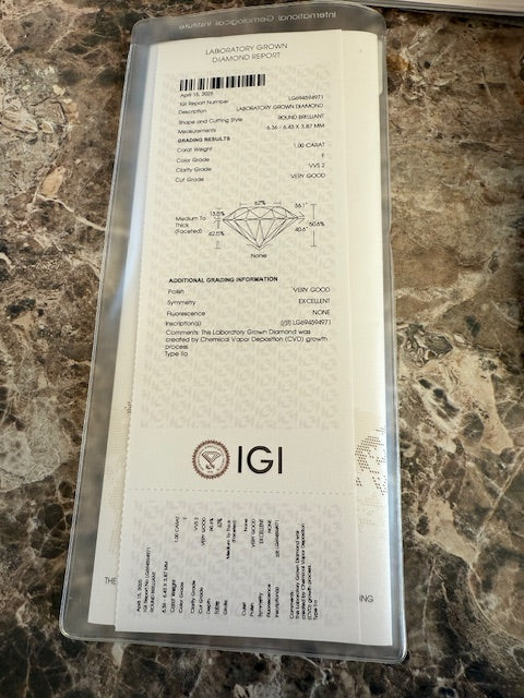 1.25ctw Lab Grown Diamond Engagement Ring Platinum Vintage Band New Diamond IGI