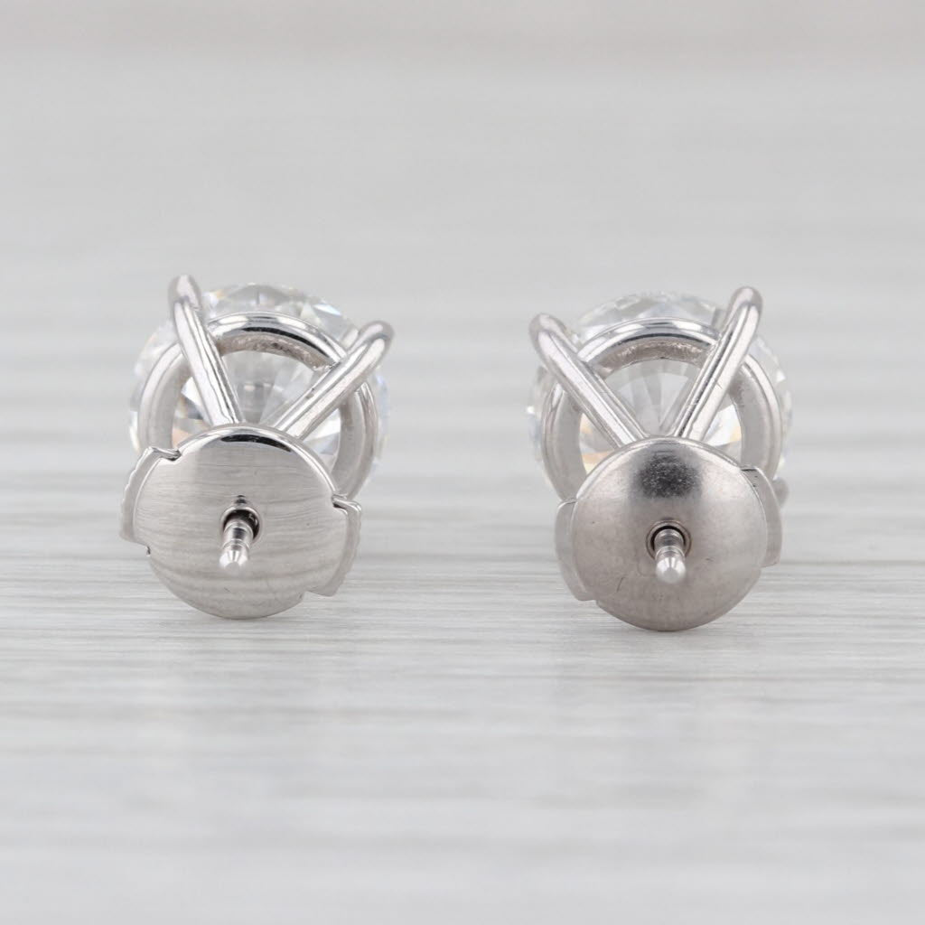 New 4.03ctw IGI Lab Grown Diamond Stud Earrings VS1 F 14k White Gold Studs