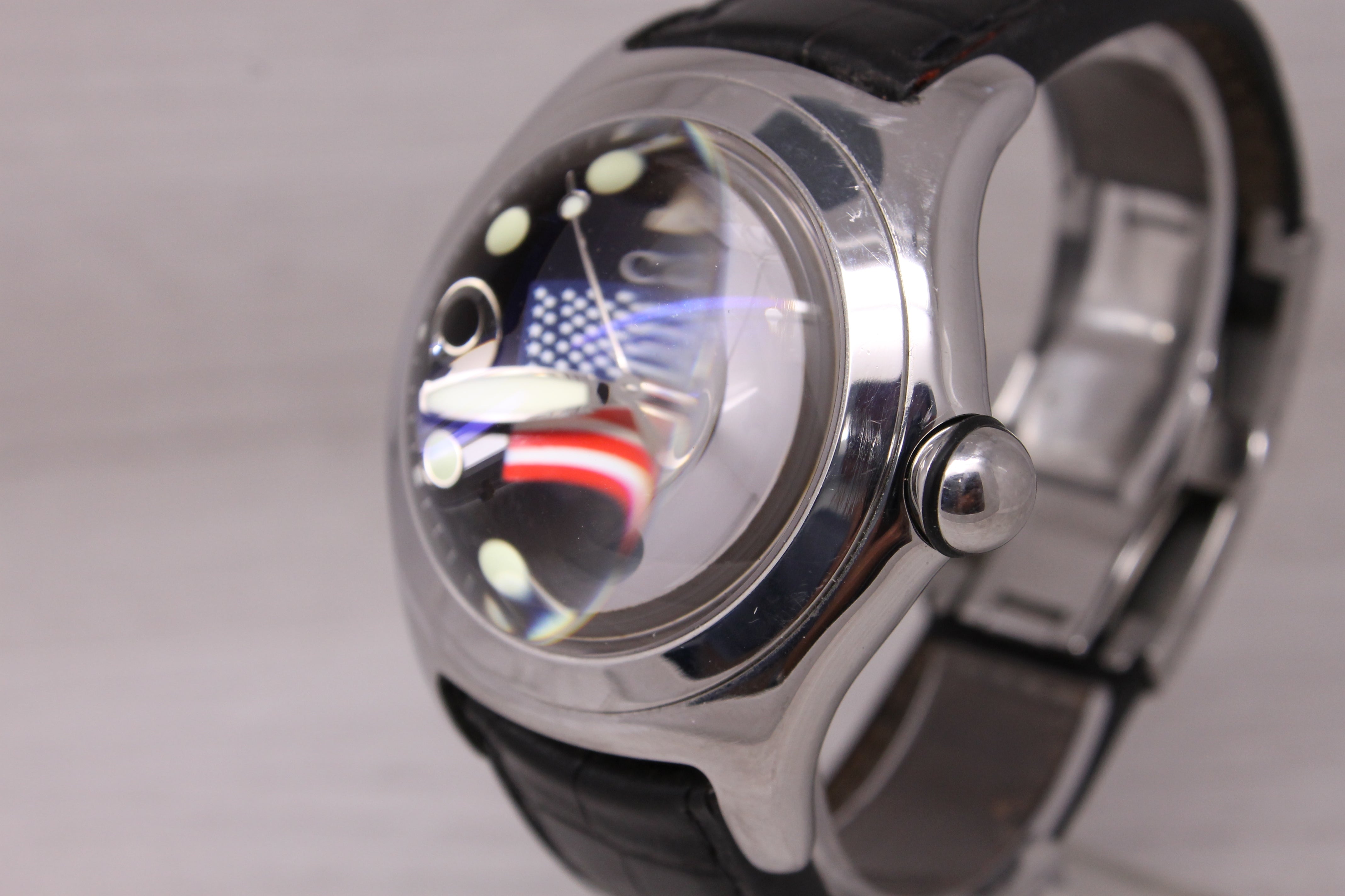 Corum Bubble Limited Edition American Flag Mens Watch Date 45mm Steel Quartz
