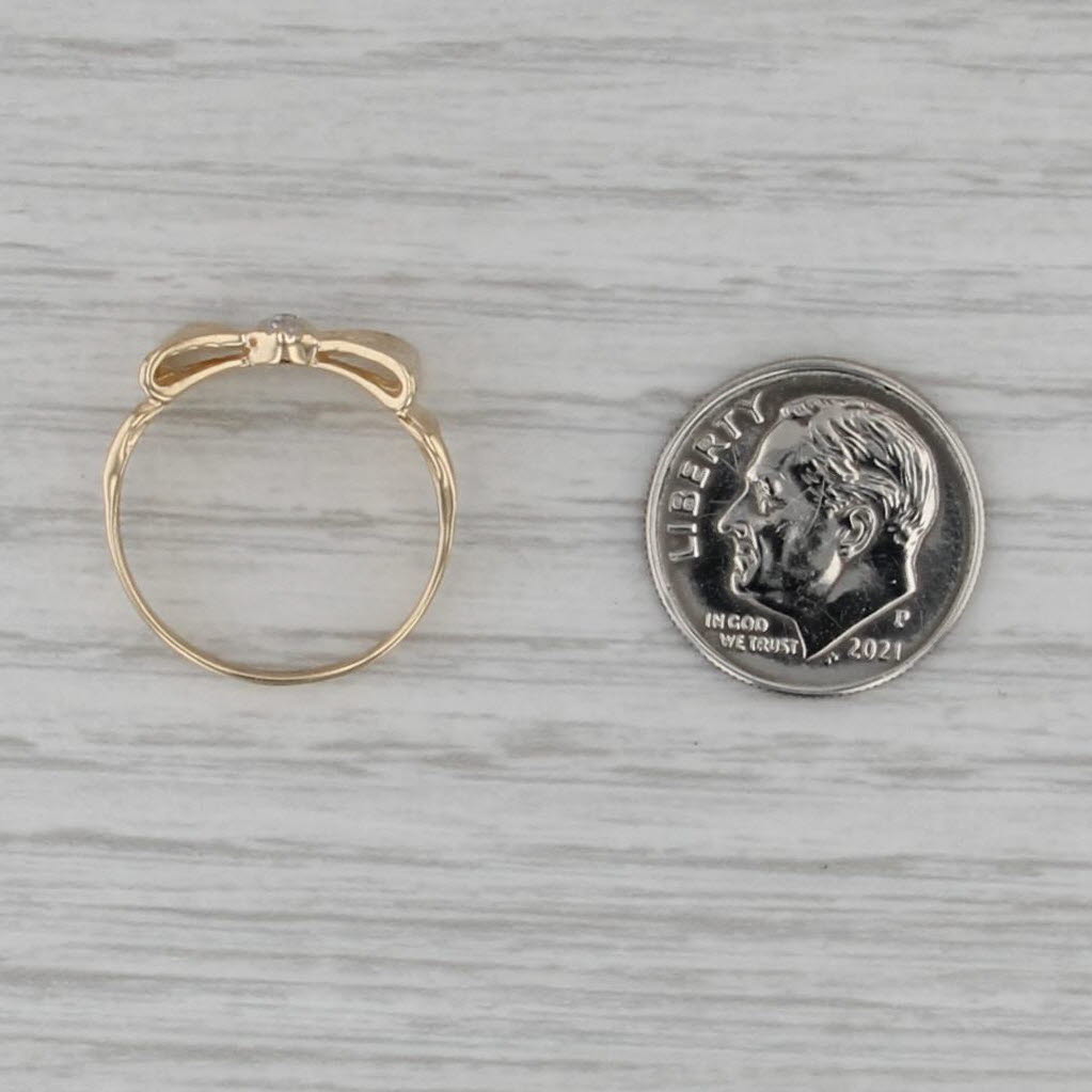 Diamond Accented Bow Tie Ring 14k Yellow Gold Size 6 Stackable