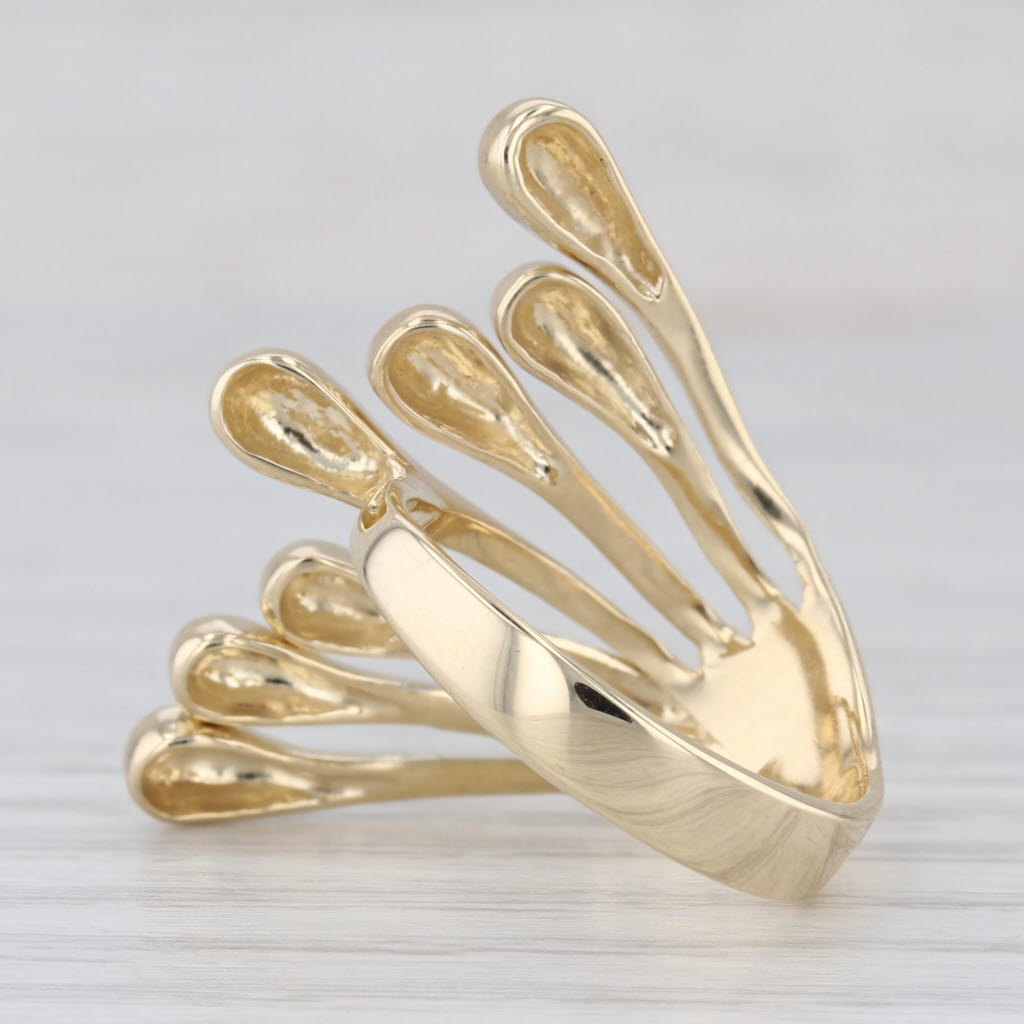 Abstract Tapering Drop Ring 14k Yellow Gold Size 7-7.25 Statement