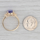 3.18ctw Tanzanite Oval Diamond 14k Yellow Gold Size 7 Ring