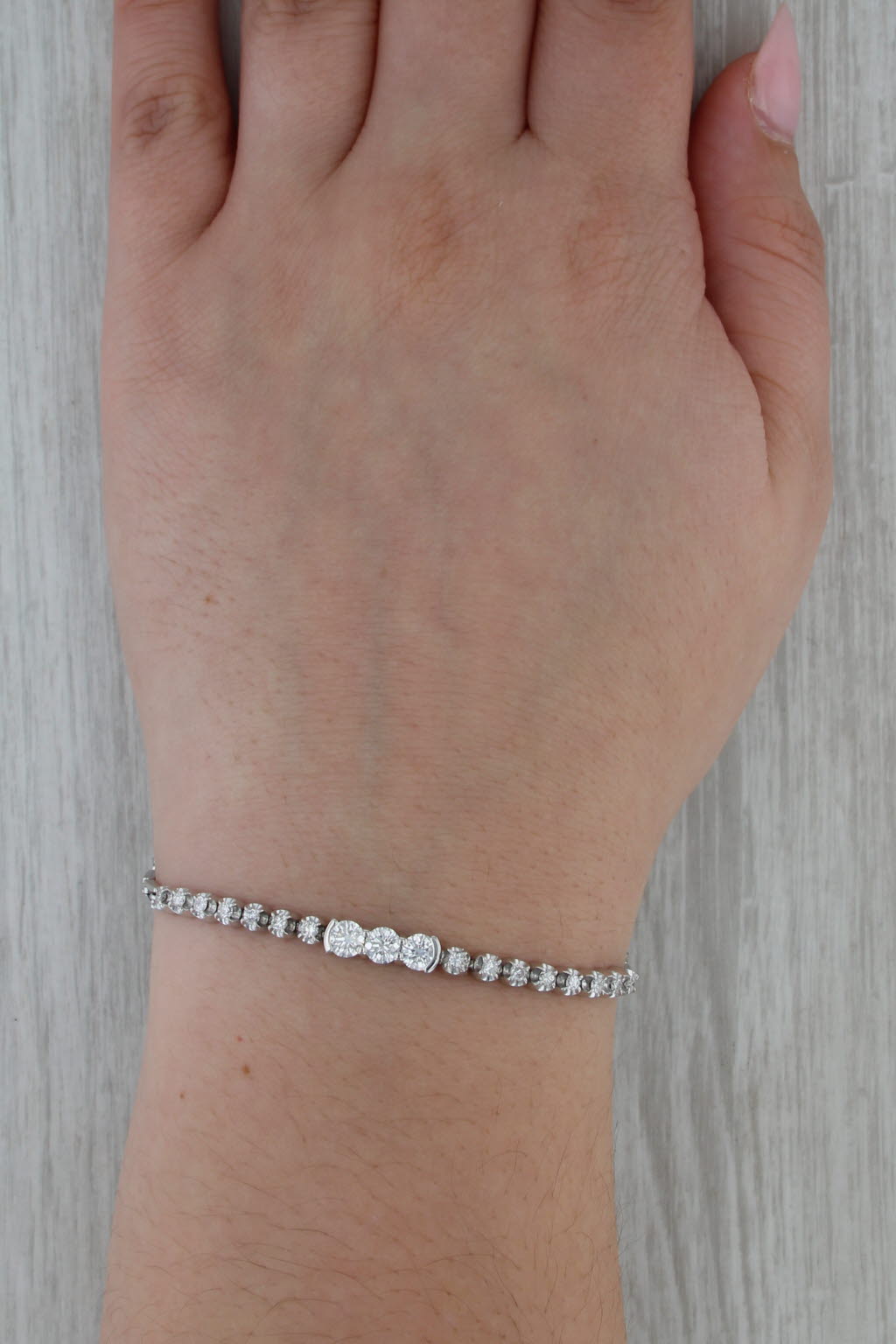 1.02ctw Diamond Tennis Bracelet 10k 14k White Gold Platinum 6.5"