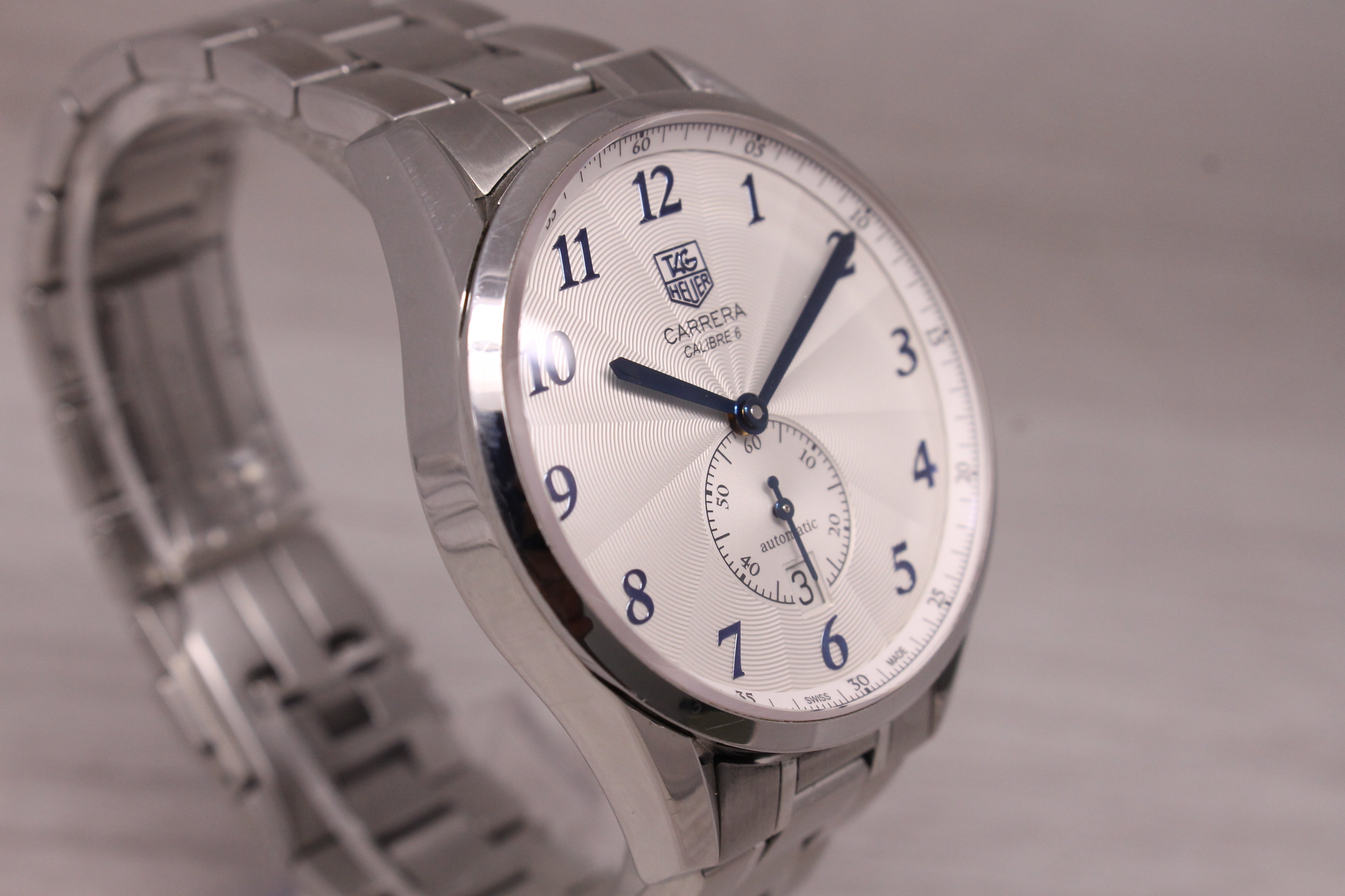 Tag Heuer Carrera Calibre 6 39mm Steel Automatic Mens Watch w/ Bracelet WAS2111