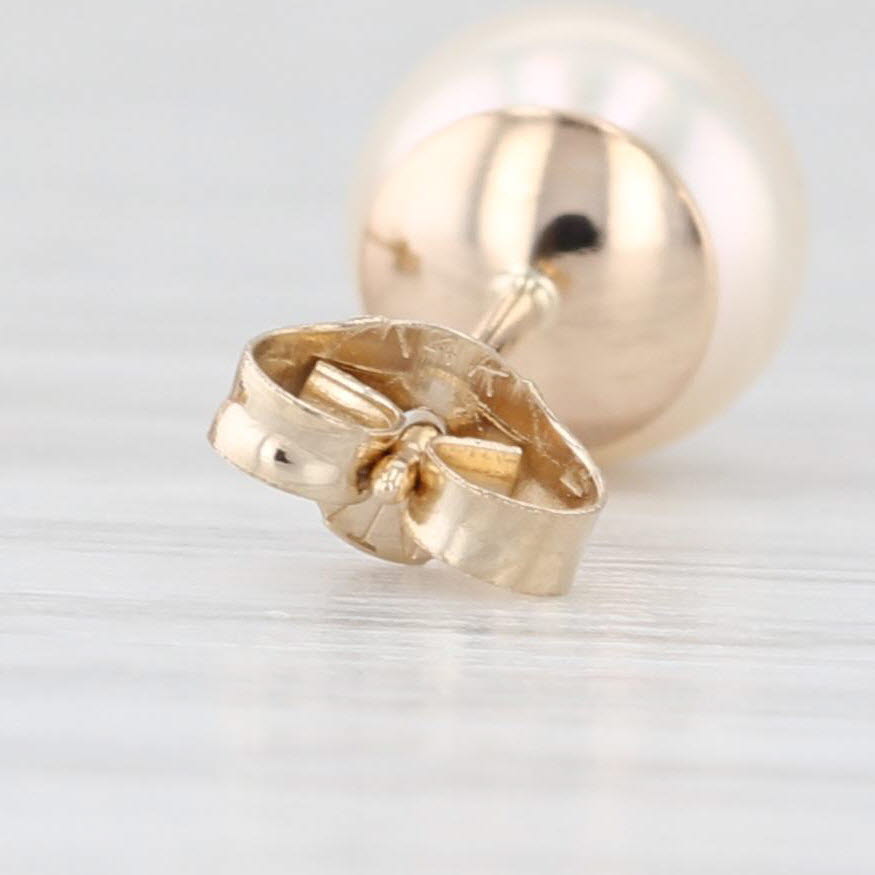 Light Gray 6.6mm Cultured Pearl Stud Earrings 14k Yellow Gold Round Solitaire Studs